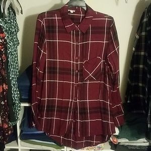 Burgundy soft flannel button-up, Juniors medium